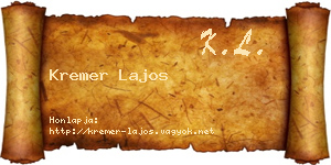 Kremer Lajos névjegykártya